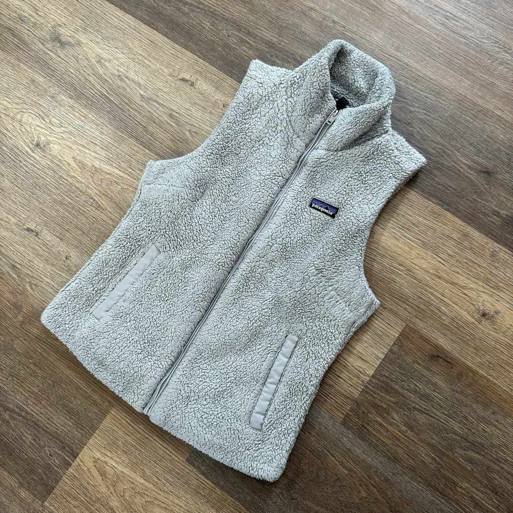 Patagonia Women's Los Gatos Gray Sherpa Fuzzy Vest Sz S Gorpcore Hiking - Picture 1 of 8